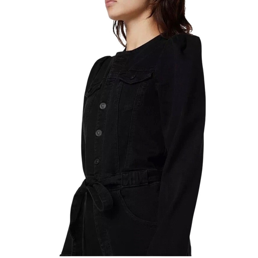 HUDSON Puff Sleeve Denim Jumpsuit One-Piece Washed Black Size Medium - Picture 3 of 13